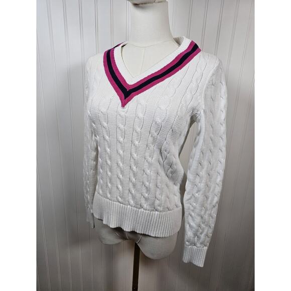 Lauren Ralph Lauren Sweaters - Lauren Ralph Lauren Active Cable-Knit Sweater Women's S Varsity Preppy Tennis
